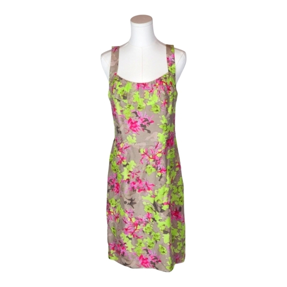 Banana Republic Dresses & Skirts - Banana Republic Silk Cotton Floral Dress Pink Green Sleeveless Size 8